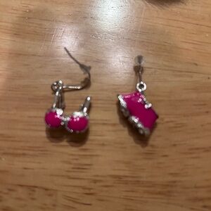 Pink Dangle Earrings with Silver Accents Pool Party Time!🤩